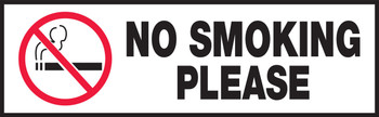 Safety Label: No Smoking Please 3" x 10" Adhesive Dura-Vinyl 1/Each - LSMK524XVE