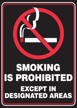 Safety Label: Smoking Is Prohibited Except In Designated Areas 7" x 5" Adhesive Vinyl 5/Pack - LSMK569VSP