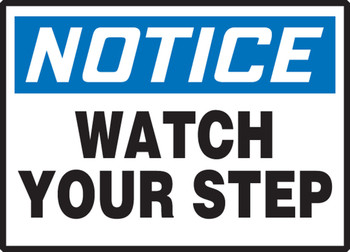 OSHA Notice Safety Label: Watch Your Step 3 1/2" x 5" Adhesive Vinyl 5/Pack - LSTF808VSP