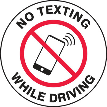 Safety Label: No Texting While Driving 1 1/2" Diameter Adhesive Vinyl - LVHR410