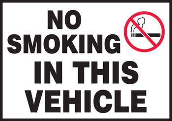 Traffic Safety Label: No Smoking In This Vehicle 3 1/2" x 5" Adhesive Dura Vinyl 1/Each - LVHR518XVE