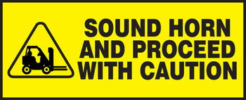 Safety Label: Sound Horn And Proceed With Caution 2" x 5" Adhesive Dura-Vinyl / - LVHR556