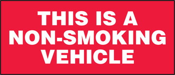 Safety Label: This Is A Non-Smoking Vehicle 3" x 7" Adhesive Vinyl 5/Pack - LVHR557VSP