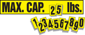Safety Label: Max. Cap. (Numbers) lbs. 2" x 12" Adhesive Dura-Vinyl 1/Each - LVHR585