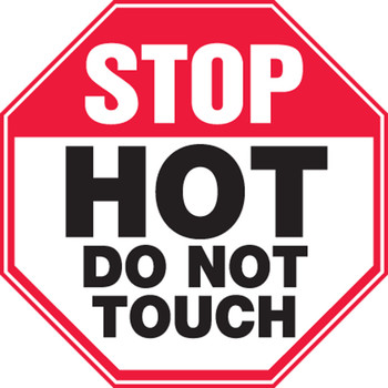 Safety Label: Hot - Do Not Touch 4" x 4" Adhesive Vinyl 5/Pack - LWLD909VSP