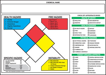 NFPA Target Organ Label 3 1/2" x 5" Adhesive-Poly Sheet - LZN102