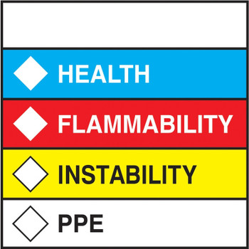 HMCIS Safety Label: Health Flammability Instability PPE 6" x 6" Adhesive Coated Paper 500/Roll - LZS117PS5