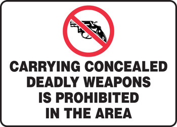 Safety Sign: Carrying Concealed Deadly Weapons Is Prohibited In The Area 10" x 14" Accu-Shield 1/Each - MACC595XP