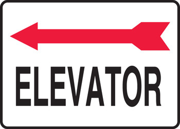 Safety Sign: Elevator (Left Arrow Above) 10" x 14" Dura-Plastic 1/Each - MADC509XT