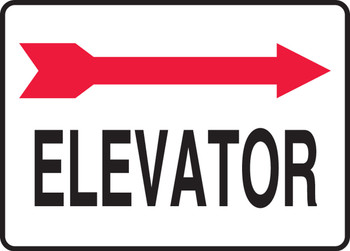 Safety Sign: Right Arrow- Elevator 10" x 14" Plastic 1/Each - MADC510VP