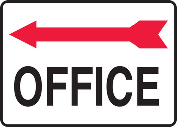 Safety Sign: Office (Left Arrow Above) 10" x 14" Plastic 1/Each - MADC511VP