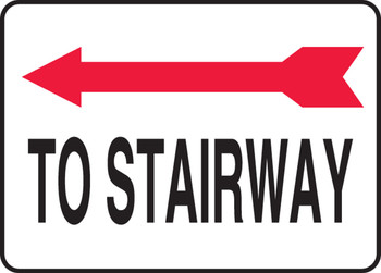 Safety Sign: To Stairway (Left Arrow) 10" x 14" Adhesive Vinyl 1/Each - MADC515VS