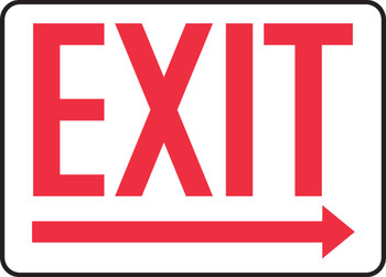 Safety Sign: Exit (Right Arrow Below) 10" x 14" Adhesive Vinyl - MADC534VS