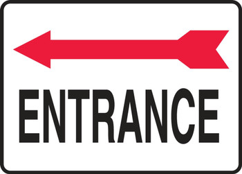 Safety Sign: Entrance (Red Arrow Left Graphic) 10" x 14" Dura-Fiberglass 1/Each - MADC536XF
