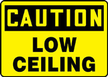 Bilingual OSHA Caution Safety Sign: Low Ceiling English 10" x 14" Accu-Shield 1/Each - MADC844XP