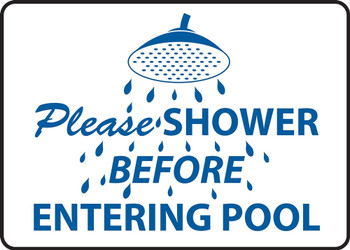 Safety Sign: Please Shower Before Entering Pool 10" x 14" Adhesive Vinyl - MADM425VS