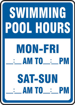 Safety Sign: Swimming Pool Hours 14" x 10" Accu-Shield 1/Each - MADM438XP