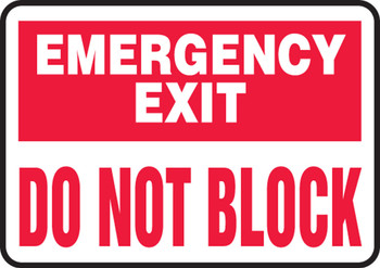 Safety Sign: Emergency Exit - Do Not Block 7" x 10" Dura-Plastic 1/Each - MADM545XT