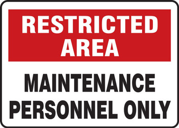 Restricted Area Safety Sign: Maintenance Personnel Only 10" x 14" Aluminum 1/Each - MADM943VA