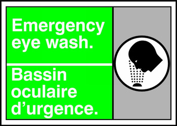Bilingual Safety Sign: Emergency Eye Wash 10" x 14" Plastic 1/Each - MAFC506VP