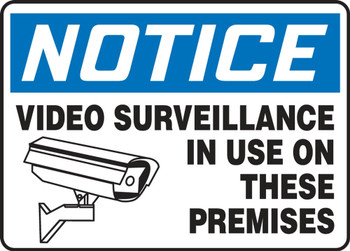 OSHA Notice Safety Sign: Video Surveillance In Use On These Premises 7" x 10" Adhesive Vinyl - MASE816VS