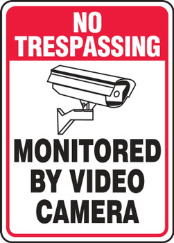 No Trespassing Safety Sign: Monitored By Video Camera 10" x 7" Dura-Fiberglass 1/Each - MASE900XF