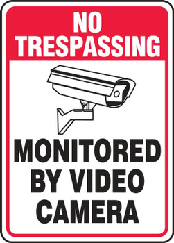 No Trespassing Safety Sign: Monitored By Video Camera 14" x 10" Plastic - MASE901VP