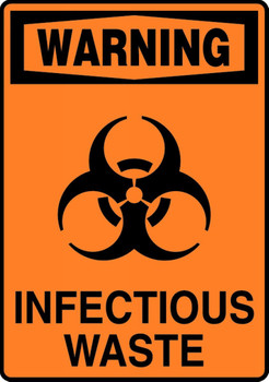 OSHA Warning Safety Sign: Infectious Waste 10" x 7" Adhesive Vinyl 1/Each - MBHZ027VS