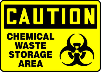 OSHA Caution Safety Sign: Chemical Waste Storage Area 10" x 14" Plastic 1/Each - MBHZ605VP