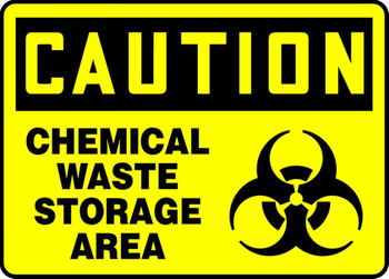 OSHA Caution Safety Sign: Chemical Waste Storage Area 10" x 14" Adhesive Vinyl 1/Each - MBHZ605VS