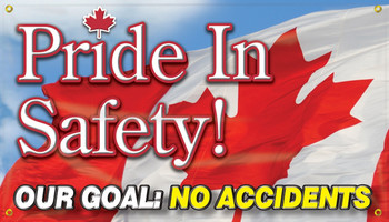 Safety Banners: Pride In Safety (Canada) Our Goal - No Accidents 28" x 4-ft. 1/Each - MBR417