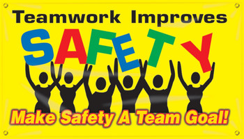 Safety Banners: Teamwork Improves Safety 28" x 8-ft - MBR870