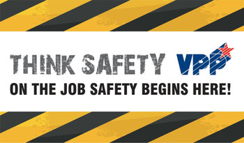 VPP Banners: Think Safety - On The Job Safety Begins Here 28" x 8-ft 1/Each - MBR969