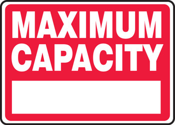 Safety Sign: Maximum Capacity 10" x 14" Plastic 1/Each - MCAP503VP
