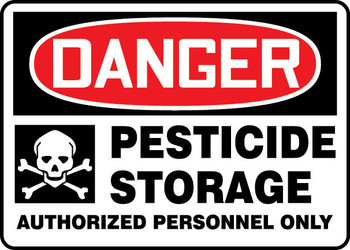 OSHA Danger Safety Sign: Pesticide Storage - Authorized Personnel Only 10" x 14" Adhesive Vinyl 1/Each - MCAW001VS