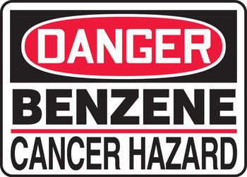 OSHA Danger Safety Sign: Benzene - Cancer Hazard 10" x 14" Adhesive Vinyl - MCAW014VS