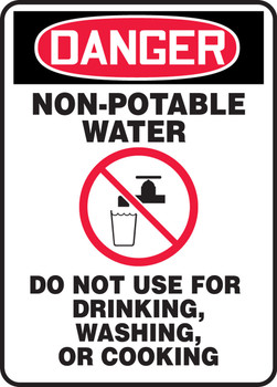 OSHA Danger Safety Sign: Non-Potable Water - Do Not Use For Drinking, Washing, or Cooking 14" x 10" Adhesive Dura-Vinyl 1/Each - MCAW105XV