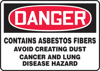 OSHA Danger Safety Sign: Contains Asbestos Fibers 10" x 14" Aluminum 1/Each - MCAW110VA