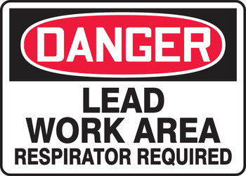 OSHA Danger Safety Sign: Lead Work Area - Respirator Required 10" x 14" Dura-Fiberglass 1/Each - MCAW121XF