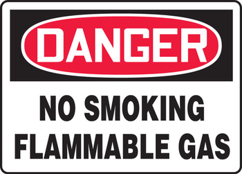 OSHA Danger Safety Sign: No Smoking Flammable Gas 10" x 14" Adhesive Vinyl 1/Each - MCHG073VS