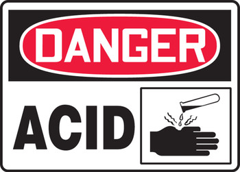 OSHA Danger Safety Sign: Acid 10" x 14" Adhesive Dura-Vinyl 1/Each - MCHG075XV