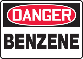 OSHA Danger Safety Sign: Benzene 10" x 14" Plastic 1/Each - MCHL012VP