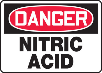 OSHA Danger Safety Sign: Nitric Acid 10" x 14" Plastic 1/Each - MCHL044VP