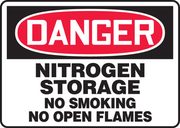 OSHA Danger Safety Sign: Nitrogen Storage - No Smoking - No Open Flames 10" x 14" Accu-Shield 1/Each - MCHL056XP