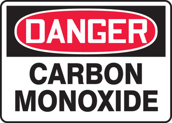 OSHA Danger Safety Sign: Carbon Monoxide 10" x 14" Plastic 1/Each - MCHL117VP