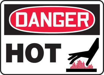 OSHA Danger Safety Sign: Hot 5" x 7" Adhesive Vinyl 1/Each - MCHL123VS