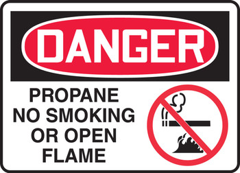 OSHA Danger Safety Sign: Propane - No Smoking Or Open Flame 10" x 14" Aluma-Lite 1/Each - MCHL172XL