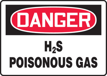 OSHA Danger Safety Sign: H2S Poisonous Gas 7" x 10" Adhesive Vinyl - MCHL177VS