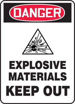 OSHA Danger Safety Sign: Explosive Materials Keep Out 10" x 7" Adhesive Vinyl 1/Each - MCHL244VS