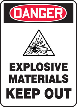 OSHA Danger Safety Sign: Explosive Materials Keep Out 10" x 7" Adhesive Dura-Vinyl 1/Each - MCHL244XV